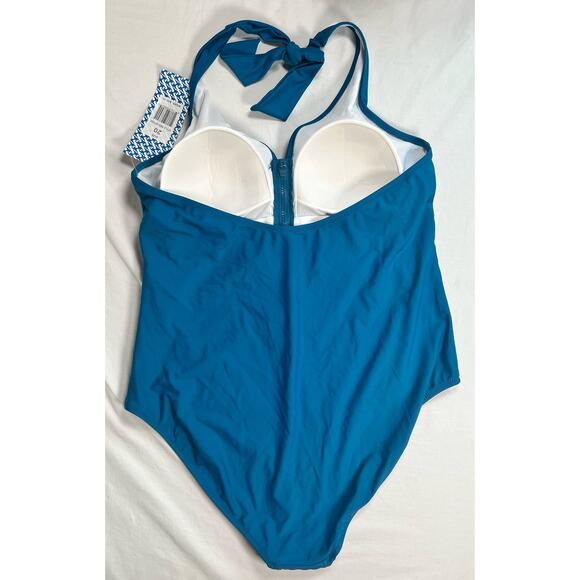 Sun & Sea Swimsuit One Piece Blue Size 20‎ NWT Tie Neck - Picture 2 of 11